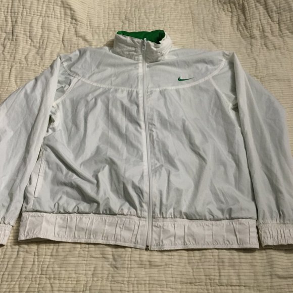 Nike FIT DRY Reversible Windbreaker Jacket White & Green Teen's XL 16-18 RN56323 - Picture 2 of 13